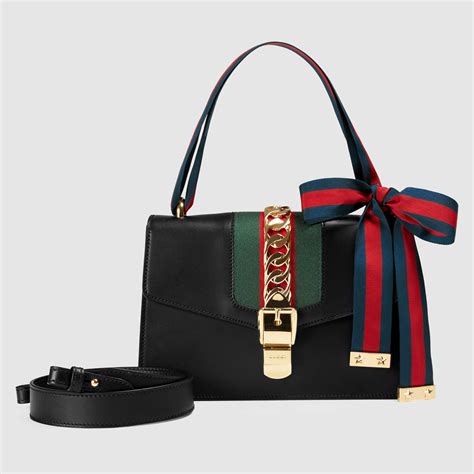 gucci sylvie leather mini shoulder bag|Gucci sylvie top handle bag.